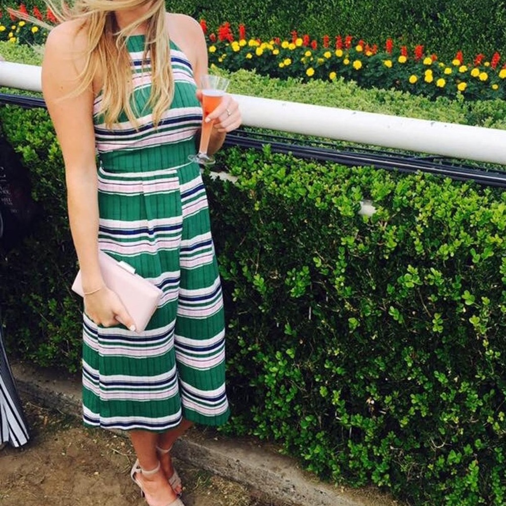 4/$20 - TopShop Colorful Green & Pink Striped Capri Pant Romper (size 2 XS)